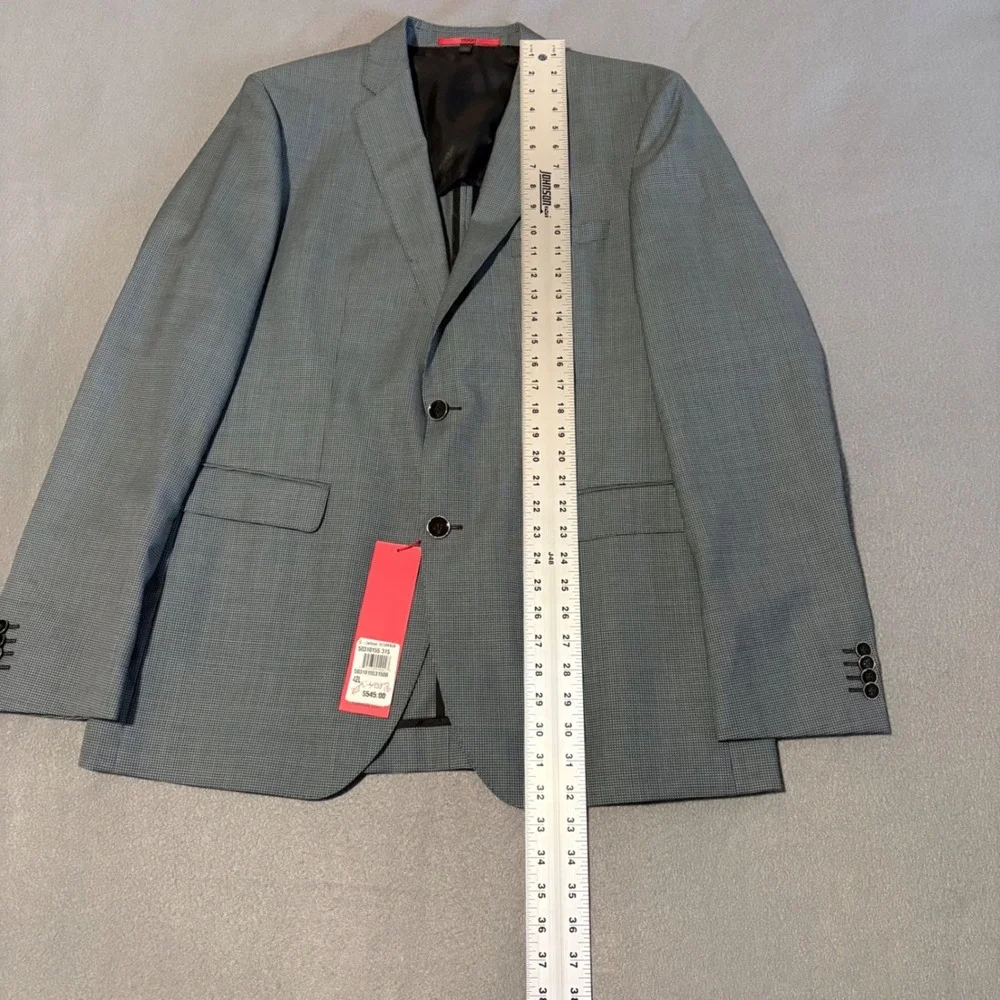 Hugo Boss Jetson Sport Coat 42L Mint Micro Check Virgin Wool Unstructured NEW